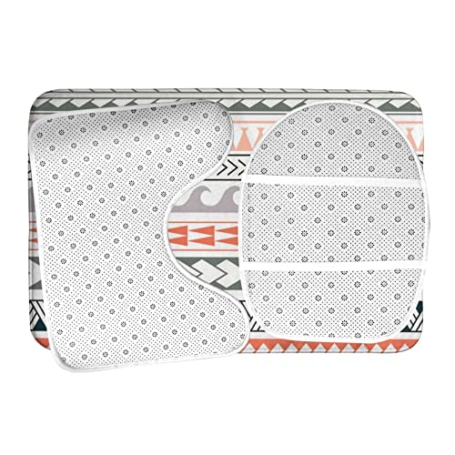 UBINYSS Badematte + Konturmatte + Toilettendeckelbezug, Abstraktes geometrisches Muster 3 Stück Badematten Set, mit rutschfester Klebeunterseite – Bild 7