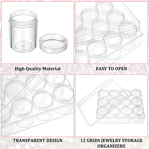 Image of Xinnun 8 Pcs Bead Organizer Transparent diamond art storage with Lid Plastic Embroidery Bead Storage Containers for DIY Crafts Jewelry Earring Sewing Pills Nail Small Items, Clear (12 Grids)