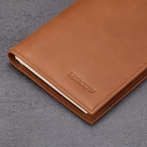 Image of HISCOW Soft Leather Checkbook Cover & Card Holder with Divider - Italian Calfskin (Vintage Brown)