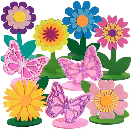 PAPER JAZZ 18 PCS Flower Butterfly Felt Table Centerpieces Spring Home Decoration Wildflower Party Decorations for Office Spring Decor Tables Sign Flower for Birthday Party Baby Shower.