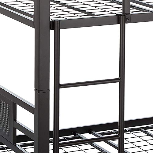 Coaster Home Furnishings Rogen Modern Heavy Duty Metal Triple Bunk Bed Twin Size Platform Frame Removable Trays Included Dark Bronze #TOP3