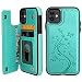iPhone 11 Case Wallet with Card Holder, Vaburs Embossed Butterfly Premium PU Leather Double Magnetic Buttons Flip Shockproof Protective Cover for iPhone 11 6.1 Inch(Green)