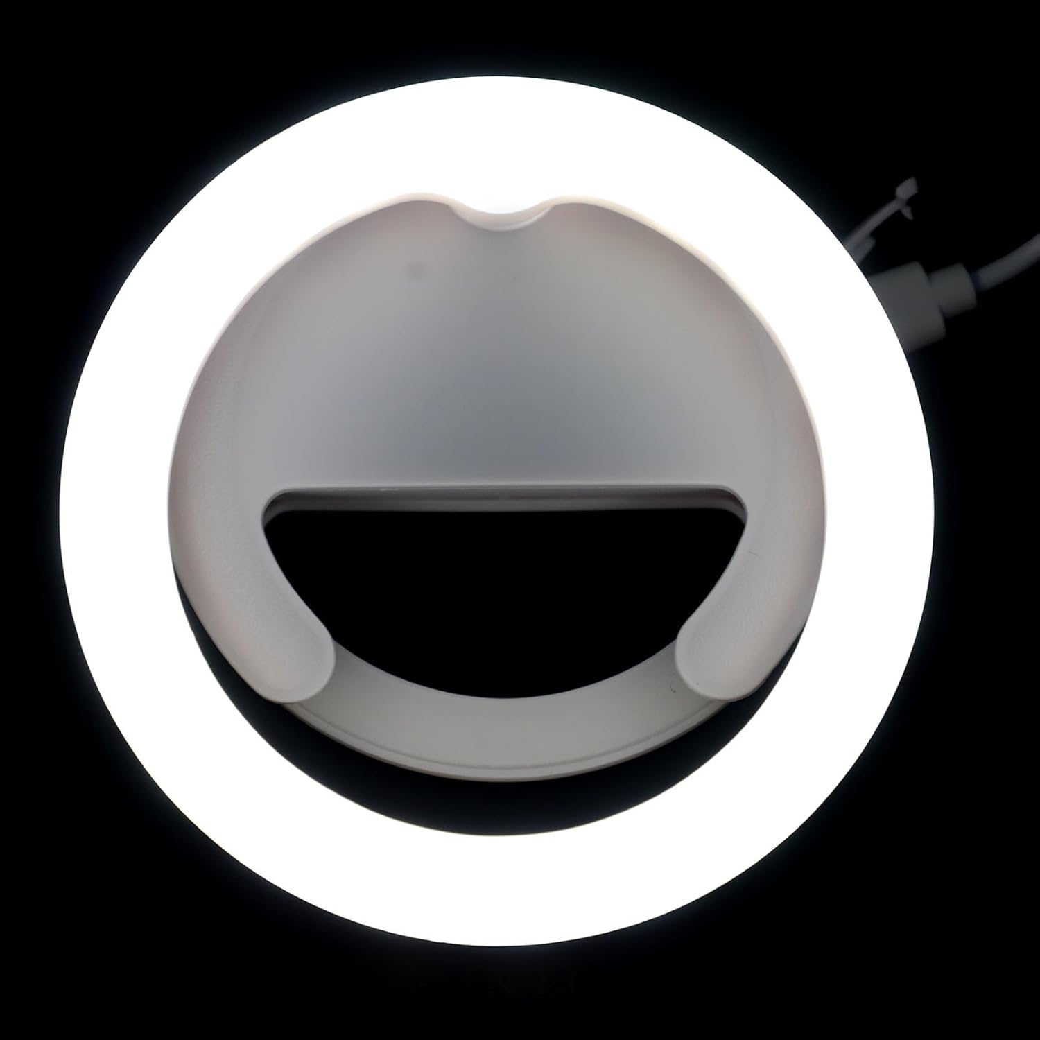 ULTECHNOVO Portable Clip-on LED Ring Light for Phone, Rechargeable Selfie Light for Outdoor Travel and Live Streaming, White Rotatable Cellphone Lighting Accessory