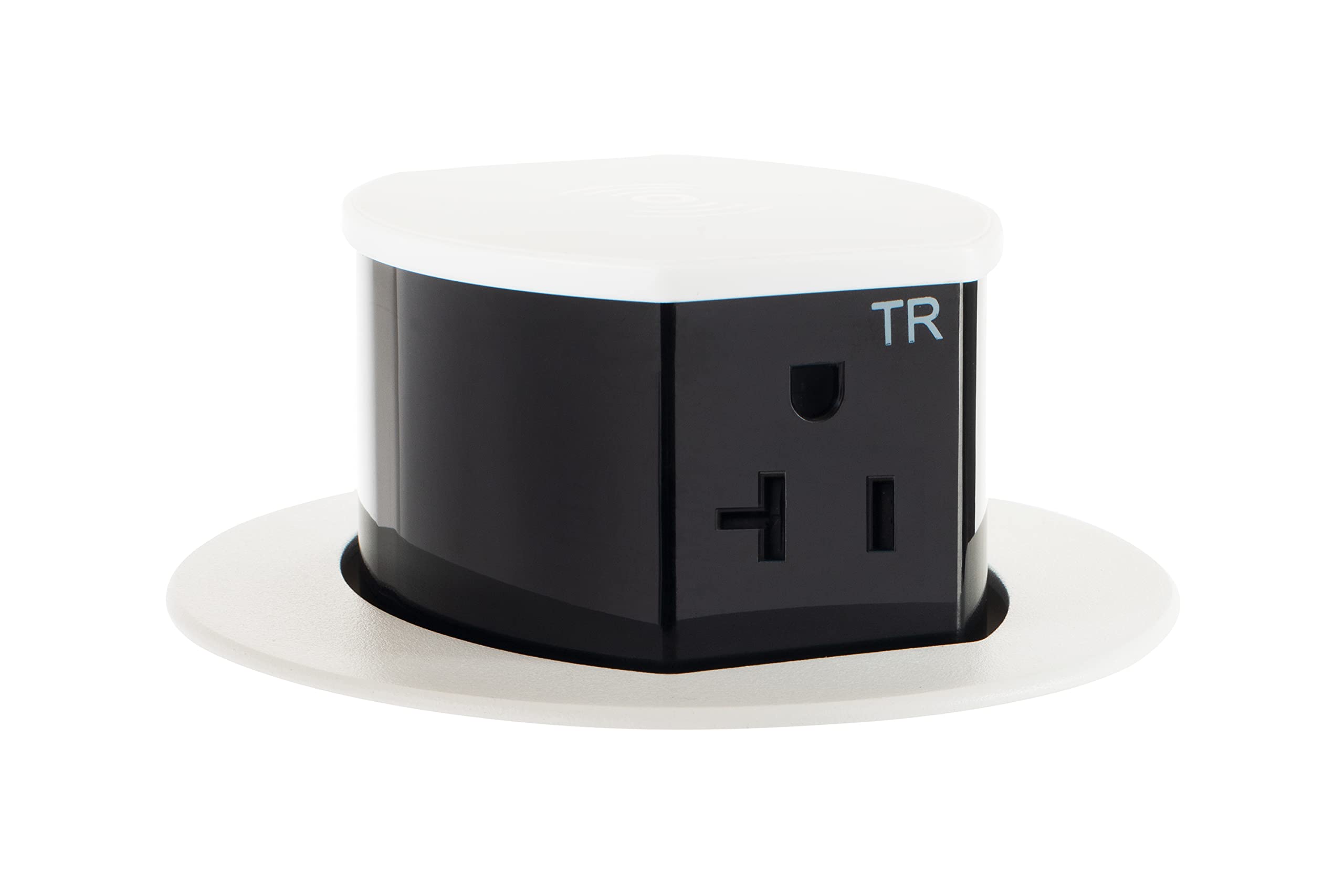 Hubbell RCT Tri-Power Countertop Pop Up - Wireless Charging, USB-A USB-C (White, 20 Amp)