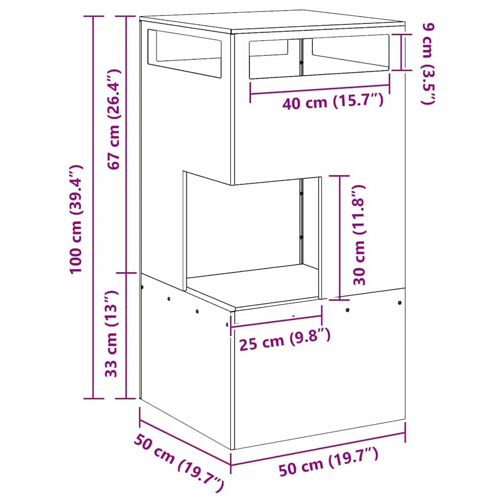 Chimenea de acero negro de 50 x 50 x 100 cm para jardín terraza exterior con forma rectangular moderna, resistente al calor y a la corrosión para un calor acogedor y un ambiente elegante