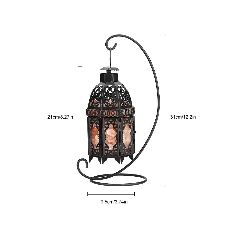 Wakects Lampe de sel de cristal de roche Himalayana, lampe de sel en cristal de fer forgé, lampe de roche salée pour décoration de la maison Lampe ambiance noël (Noir)