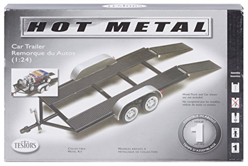 1/24 Tandem Car Trailer Plastic Model Kit with Metal Body