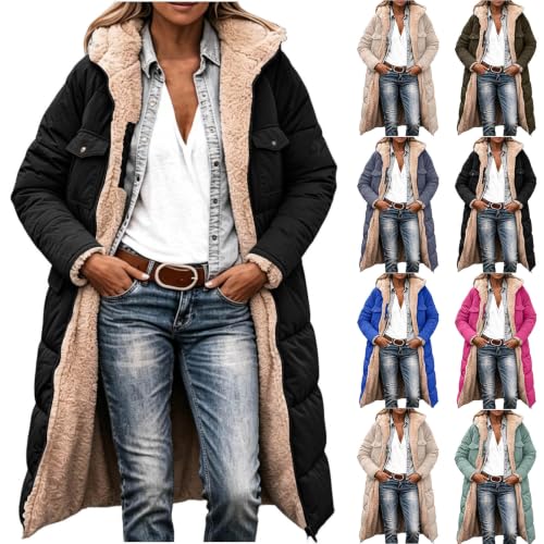 Women's Sherpa Lined Puffer Coat Hooded Long Oversized Winter Jacket - image 1