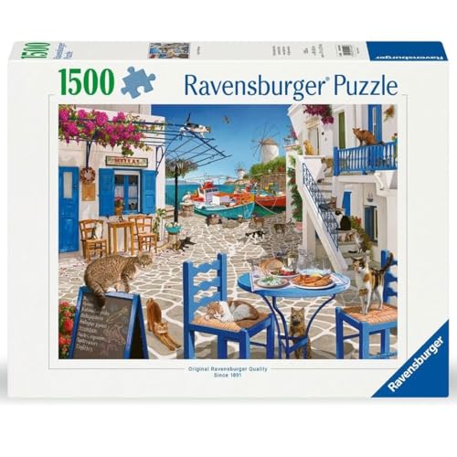 Ravensburger - Puzzle 1500 pièces - Les Chats de Mykonos, Grèce