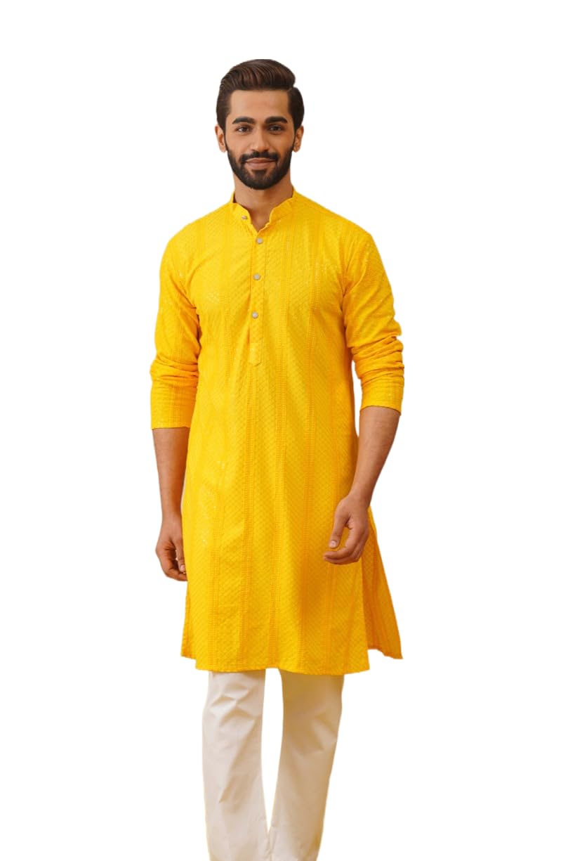 jompers Men's Sequins Chikankari Embroidered Kurta with Pyjama-picture-39