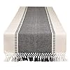 DII Dobby Stripe Woven Table Runner, 13x108 (13x113.5, Fringe Included), Mineral Gray