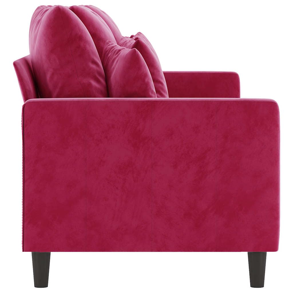 vidaXL Divano a 3 Posti Rosso Vino 180 cm in Velluto