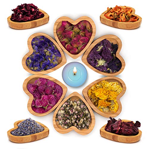 Dried Flowers -Set of 10 Varieties with Organic Fresh Scent | Dry Petals for Soap, Candle, Lip Gloss, Resin Jewelry, Potpourri, Accessories Making | Bulk of Decor and Art Ideas with Rose and Lavender