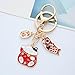 POYAMUSE Japanese Style Lucky Cat Keychain – Maneki Neko Fortune Charm with Fish, Feng Shui Good Luck Pendant for Bags or Keys (Fish-red)