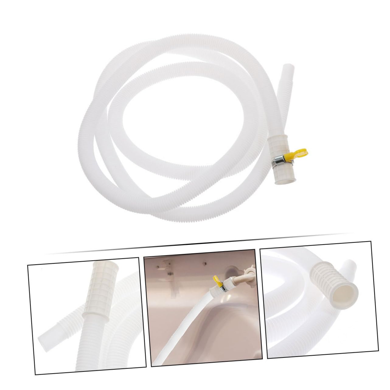 Tubo Scarico Condizionatore Bianco in Pe e Abs con Fascette Resistenti, Tubo Flessibile per Drenaggio Condizionatore, Durevole e Facile da Installare