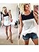 Hount Woman's Summer Tank Tops Sleeveless Color Block T Shirt (Black, XL)