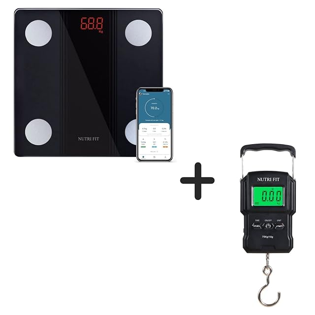 NUTRI FIT Smart Body Fat Bluetooth Scale Slim Portable Digital Hanging Luggage Scale for Fish Weight- 2 Pack