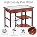 COSTWAY Kitchen Serving Trolley, Rolling Storage Bar Cart with Tile Worktop, Wine Racks, Mesh Baskets, Drawers & Shelves, Wooden Kitchen Island on Wheels for Home Restaurant (Burgundy)