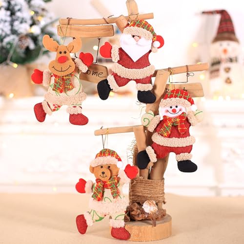 KASESSS 4 Pieces Christmas Tree Decorations, Santa Claus Reindeer Hanging Christmas Decorations - Image 3