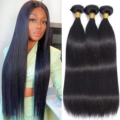 Cheveux brésiliens raides contre le manque de volume : lot de 3 faisceaux naturels