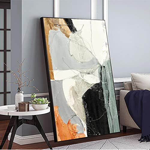 Affiche moderne jaune gris pour habiller grand mur blanc salon chambre cadre inclus