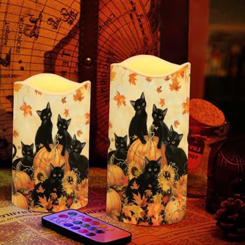 Image of Vintage Santa Christmas LED Flameless Candles | 4 Pack LED Flickering Battery Operated Color Changing Electric Pillar Candles for Living Room, cozy Christmas Decoration