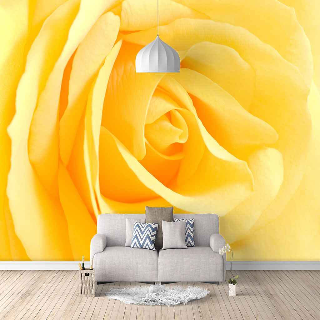 Papier Peint Panoramique 3D Rose Jaune 350x256 cm pour Salon