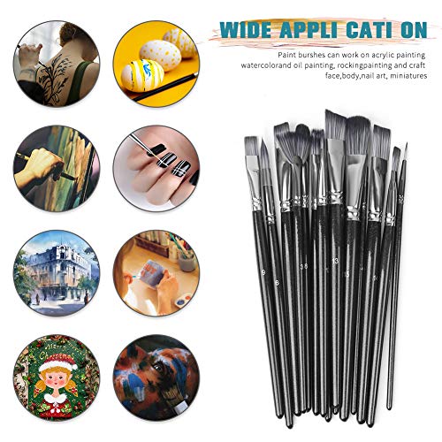 Zidwzidwei Pinceaux Set de Peinture, Artiste Pinceaux de Peinture pour Acrylique, Huile, Aquarelle, Gouache, avec Étui à Pinceaux et Outils de Tonification, Parfait pour Débutants et Professionnels - Image 5