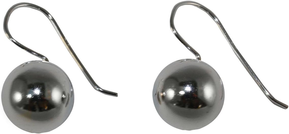 1.15" x 0.55" Sterling Silver Drop Ball Earrings with Seamless Hooks