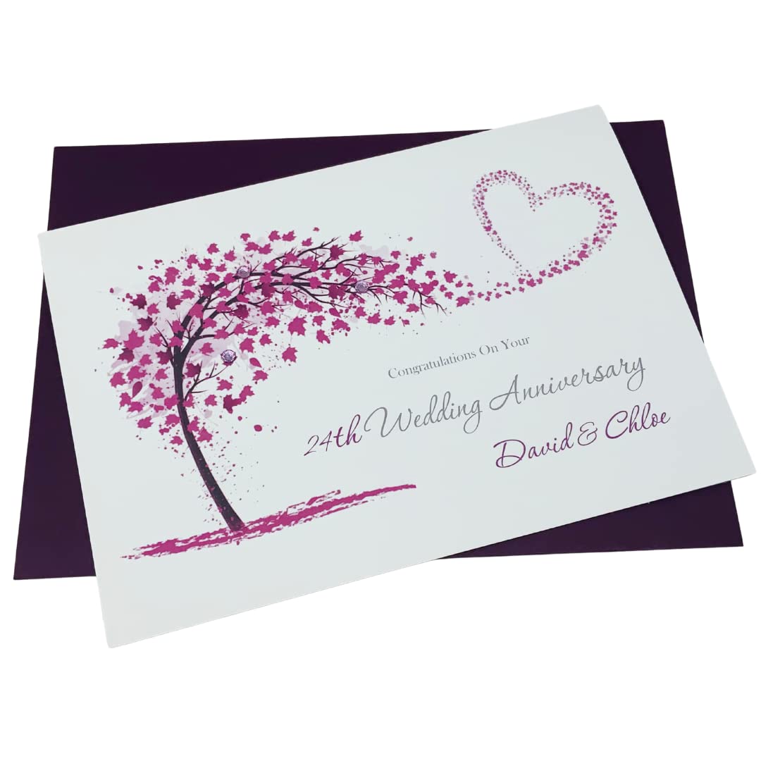24th Wedding Anniversary Card Personalised Opal 24 Years – SH 24 — image 1