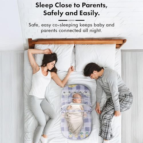Image of StarAndDaisy 3 in 1 Baby Mosquito net /Nest for Sleeping - Mosquito net for Newborn Baby /Soft and Comfortable Bed, Washable Cotton Design for 0-12 Months Baby -Bunny Print