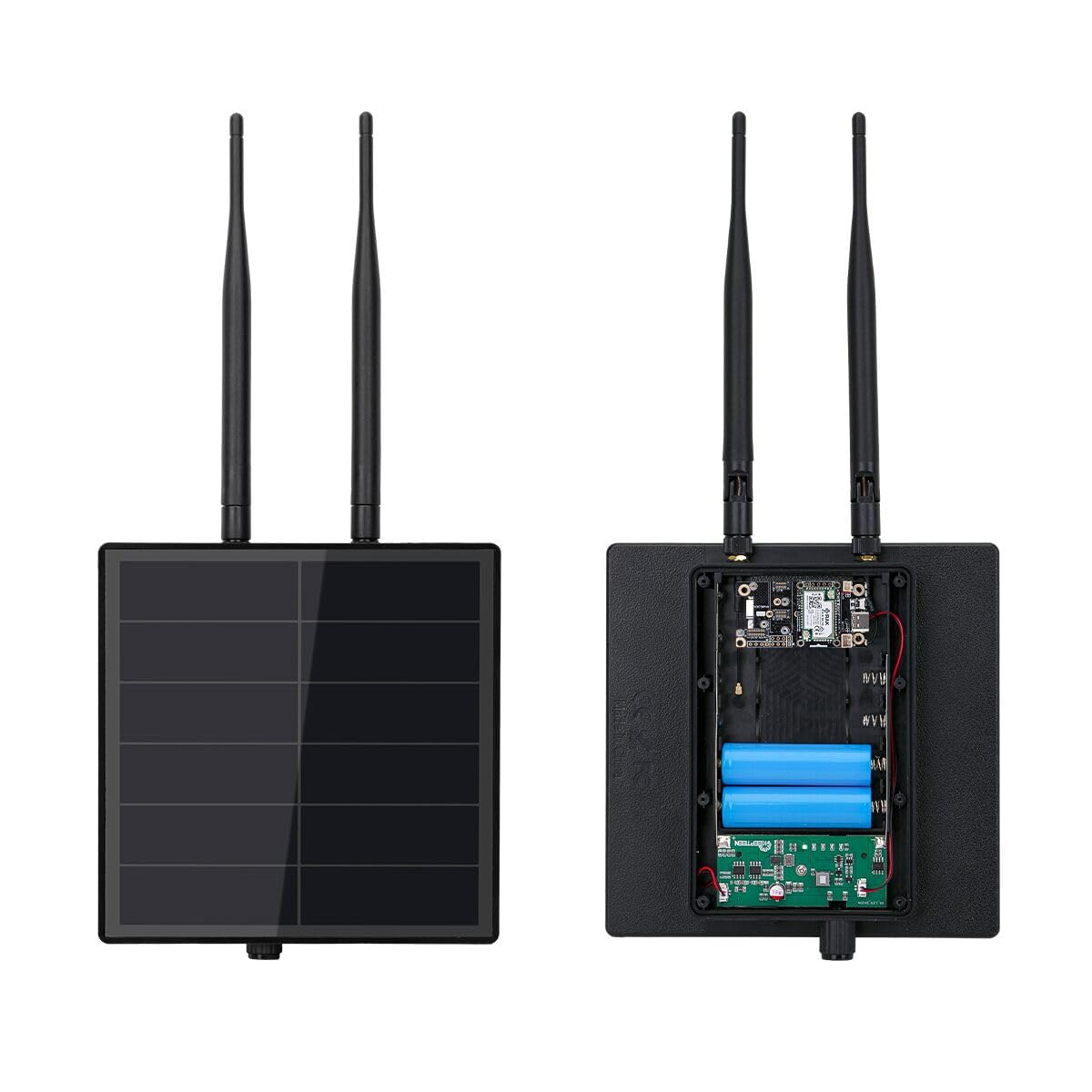 WILDGAMEPLUS D5 Solar Lora Repeater Radio Node with Controller RAK19007 RAK4631 Lora Module 915mhz Lora Antenna 2.4g, 5W Solar Panel Bulit in Battery for IOT Meshtastic Lorawan Longe Range