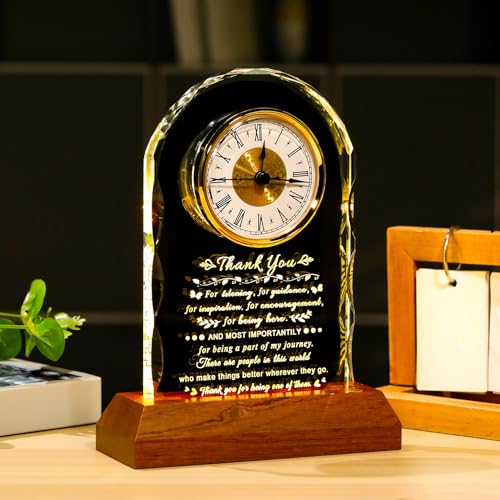 Image of Ornalrist Thank You Gifts for Women Men Clock with Wooden Light Base
