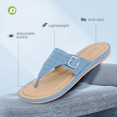 Image of DOCTOR EXTRA SOFT Women's Flat Memory Foam Slippers /Flip-Flops Fashion Stylish Casual Comfortable Diabetic Orthopedic Lightweight Synthetic Slip-on Sandals with Adjustable Buckle for Girls & Ladies D-609