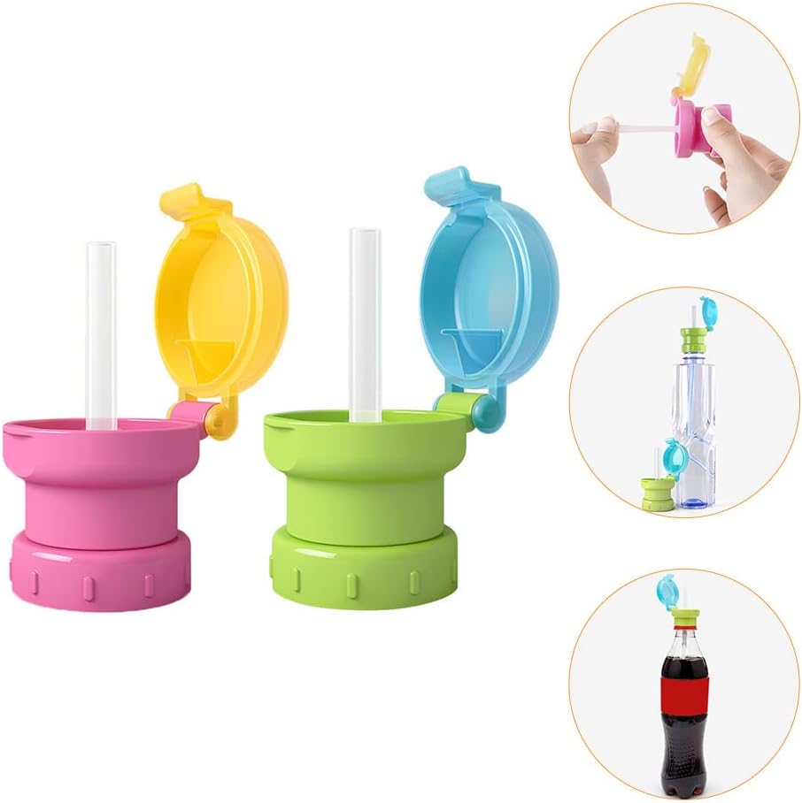 Sosoport Spill Proof Water Bottle Cap with Straw Portable Juice Bottle Cover for Kids Leak Resistant and Removable Straw Lid Lightweight Sports Water Accessory for Outdoor and Travel