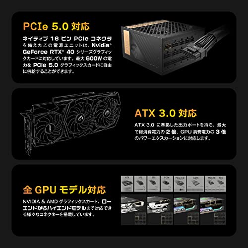 undefined MSI MEG Ai1300P PCIE5 1300W ATX3.0/PCIe 5.0ネイティブ対応 静音80PLUS PLATINUM PC電源ユニット PS1231 の商品画像 3