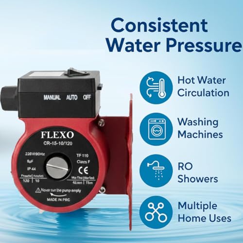Image of Flexo Automatic Water Pressure Pump Suitable for Hot Water Circulation, Washing Machine, RO Shower, (Red Color)