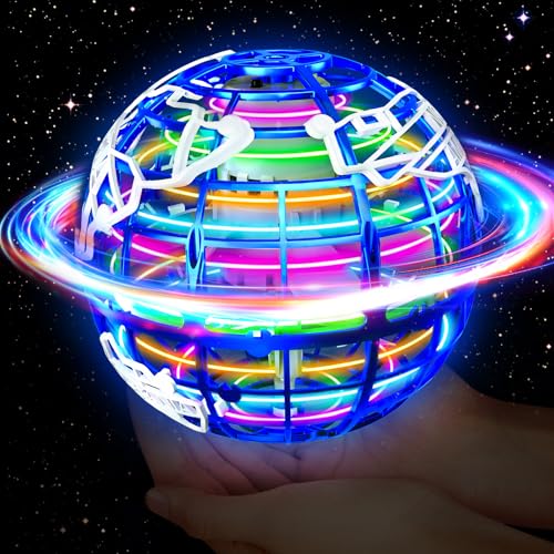 QEYIHO Fliegender Ball, Flying Magic Ball mit RGB Licht Magischer Boomerang Schwebender Hover Spinner Spielzeug Geschenke Toy für Kinder ab 6 8 10 Jungen Mädchen Indoor Outdoor Blau