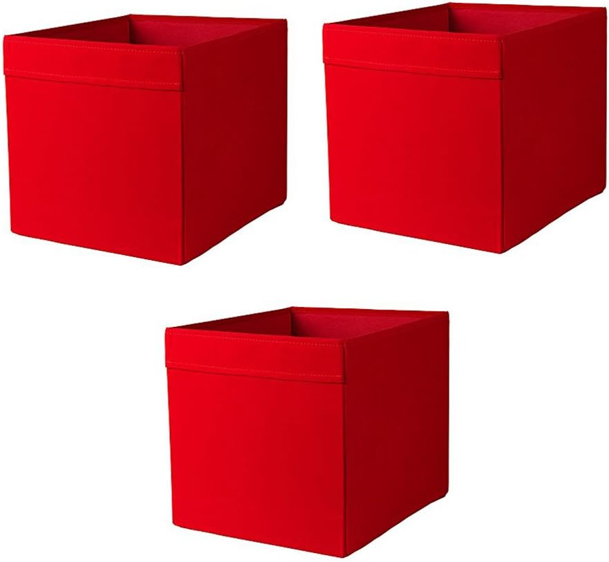 IKEA Drona Box (Red, Pack of 3 15x13x13in)