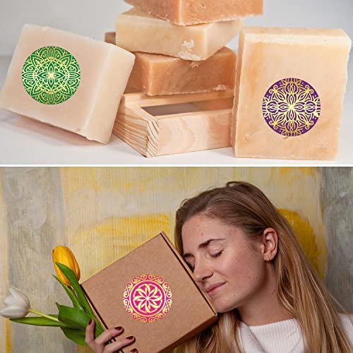 Mandala Gold Foil Stickers - (Pack Of 120) 2" Large Round Labels For Christmas Happy Holidays New Year Birthday Cards Gift Boxes Envelope Seals #TOP3