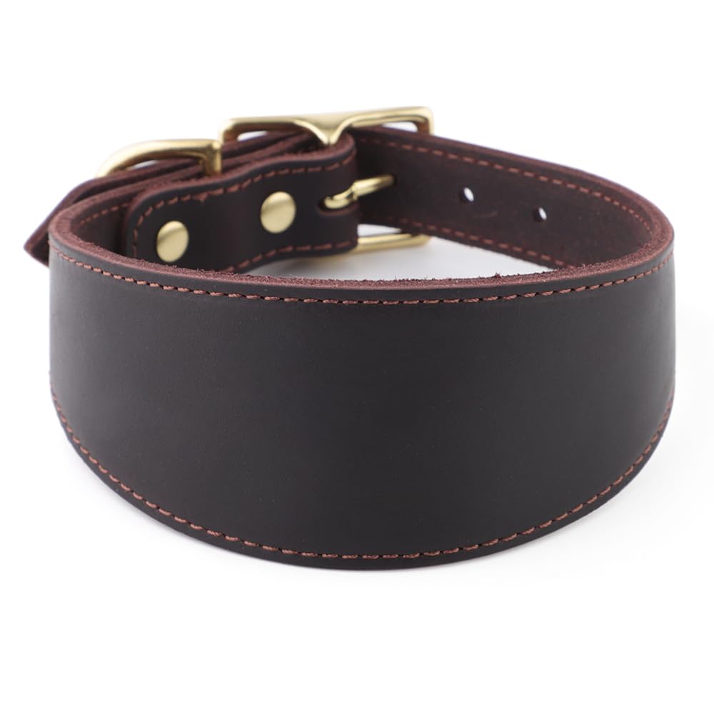 Snootiful Hound Leather Sighthound Collar | Fishtail Collar Ideal For Whippets, Greyhounds and Lurchers (Brown, 27-35cm) — image 1