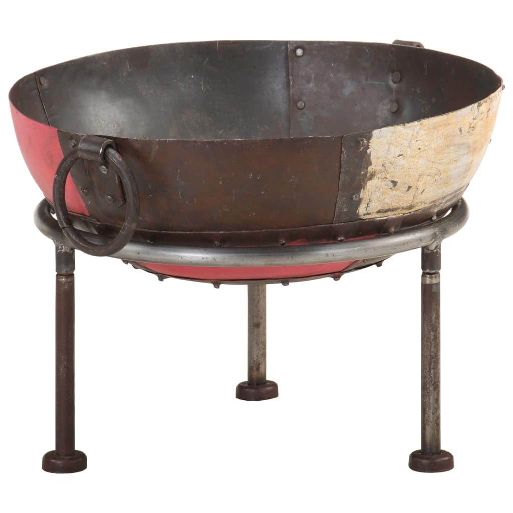 Brasero de hierro multicolor rústico con asas de transporte, gran brasero para jardín, terraza, eficiente disipación de calor, ideal para calentar y disfrutar de un fuego acogedor
