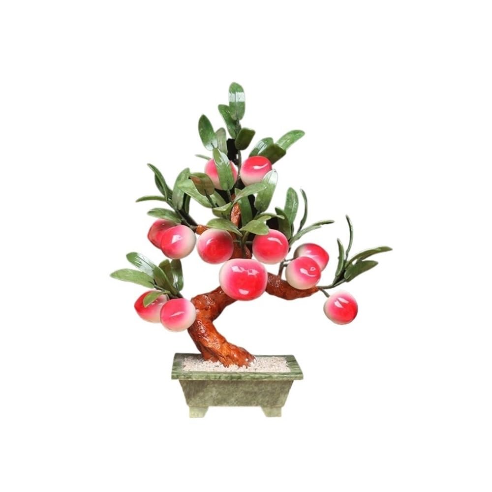 CHENGAIJIAN Artificial Bonsai Tree, Artificial Bonsai Tree Jade bonsai peach tree craftsmanship, artificial