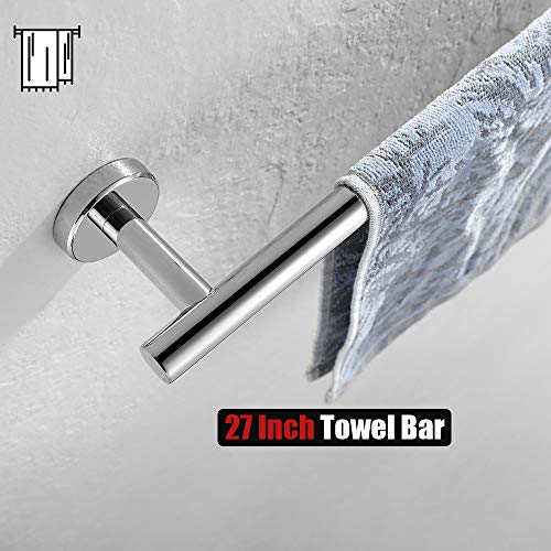 Jqk Chrome Towel Bar, 24 Inch 304 Stainless Steel Thicken 0.8Mm Towel Rack Bathroom, Towel Holder Polished Finished Wall Mount, Total Length 27 Inch, Tb110L24-Ch #TOP2