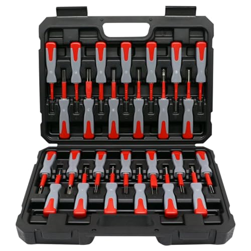 CHANG QI 26-TLG Terminal Removal Tool Kit ISO-Stecker-Entriegelungswerkzeug Stecker-Entriegelungswerkzeug Automobilstecker Kabelstecker Werkzeugsatz zum Entfernen von Stiften