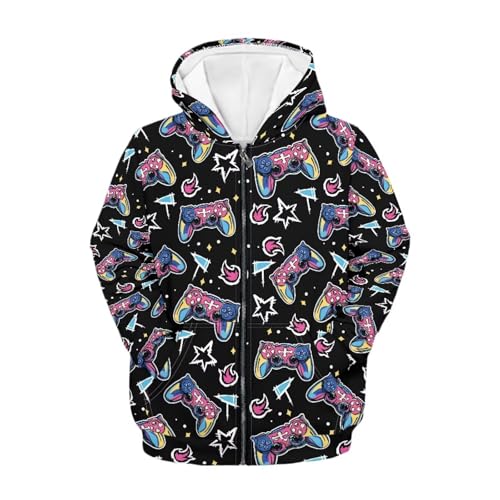 Boys Girls Hoodie Graphic Jacket Long Sleeve Youth Sweatshirt Full Zip Coat with Hood Spring Fall Winter