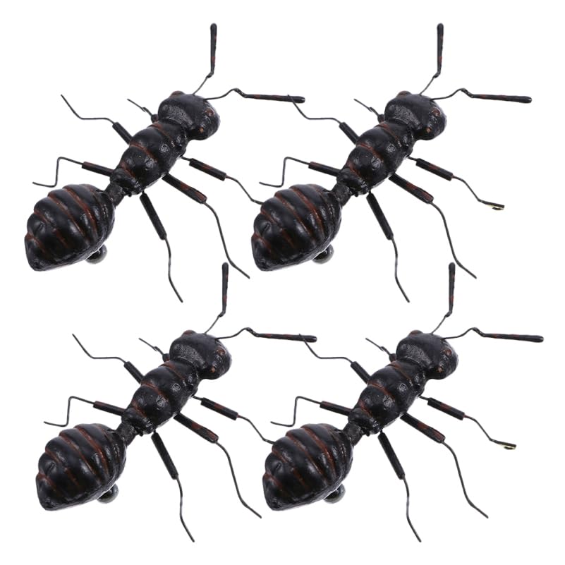 HANABASS 4pcs Realistic Black Ant Figurine Mini Plastic Ants Statue Artificial Miniature Insect Animal Toys Garden Sculptures Yard Early Educational Toys For and Playful Learning