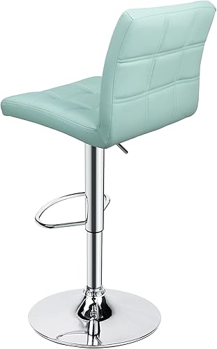 Miniatura 5 de Taburetes de bar ajustables de piel sintética moderna con espalda, juego de 2, taburete giratorio de altura de mostrador por Leopard (verde menta)