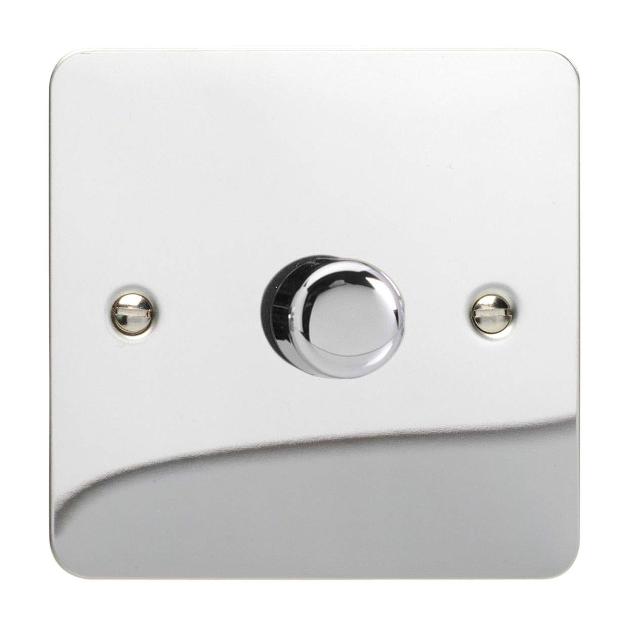Varilight 1-Gang 2-Way V-Pro Push On/Off Rotary LED Dimmer 1 x 0-120W Polished Chrome