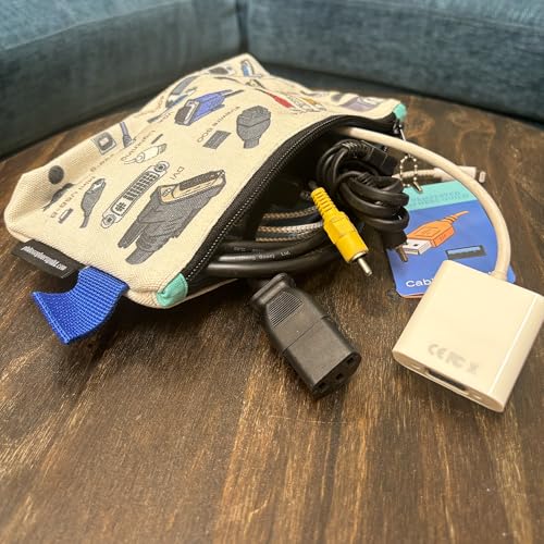 The Unemployed Philosophers Guild Cables and Ports Bag - 9" Canvas Zipper Pouch for Pencils, Tools, Cosmetics, Toiletries and More4